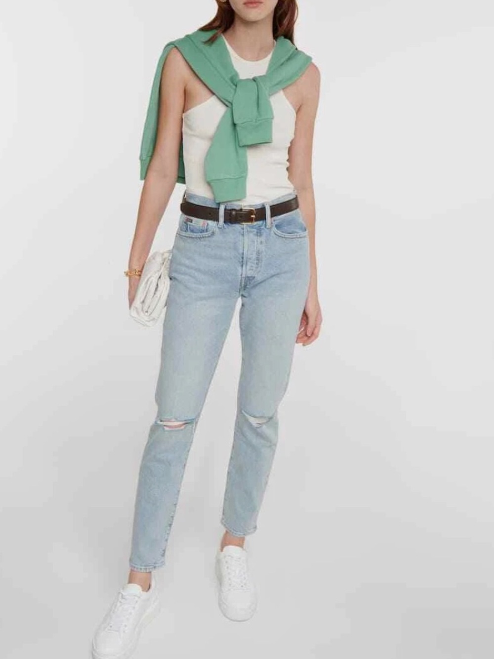 Light Wash High-Rise Straight Jeans - Light Blue